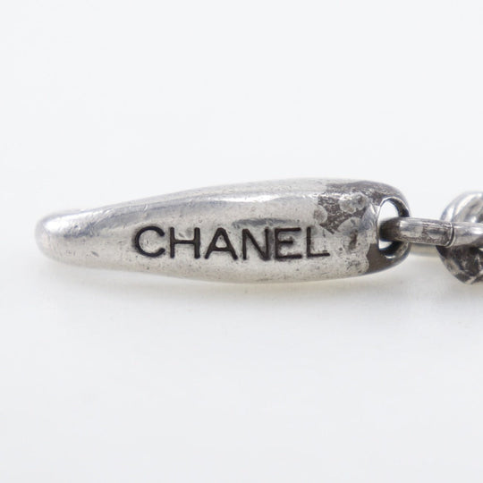 CHANEL Necklace metallic Silver logo COCO Mark Women Used Authentic