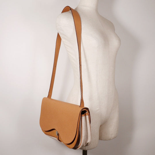 HERMES Shoulder Bag Toile H, Vache Lige Brown Sac Colorado MM Women Used Authentic