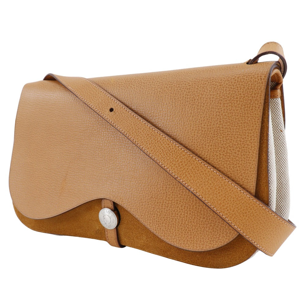 HERMES Shoulder Bag Toile H, Vache Lige Brown Sac Colorado MM Women Used Authentic