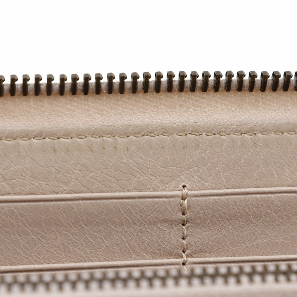 BALENCIAGA Long Wallet Purse 253036 Calfskin Beige pink Classic Continental Women Used Authentic