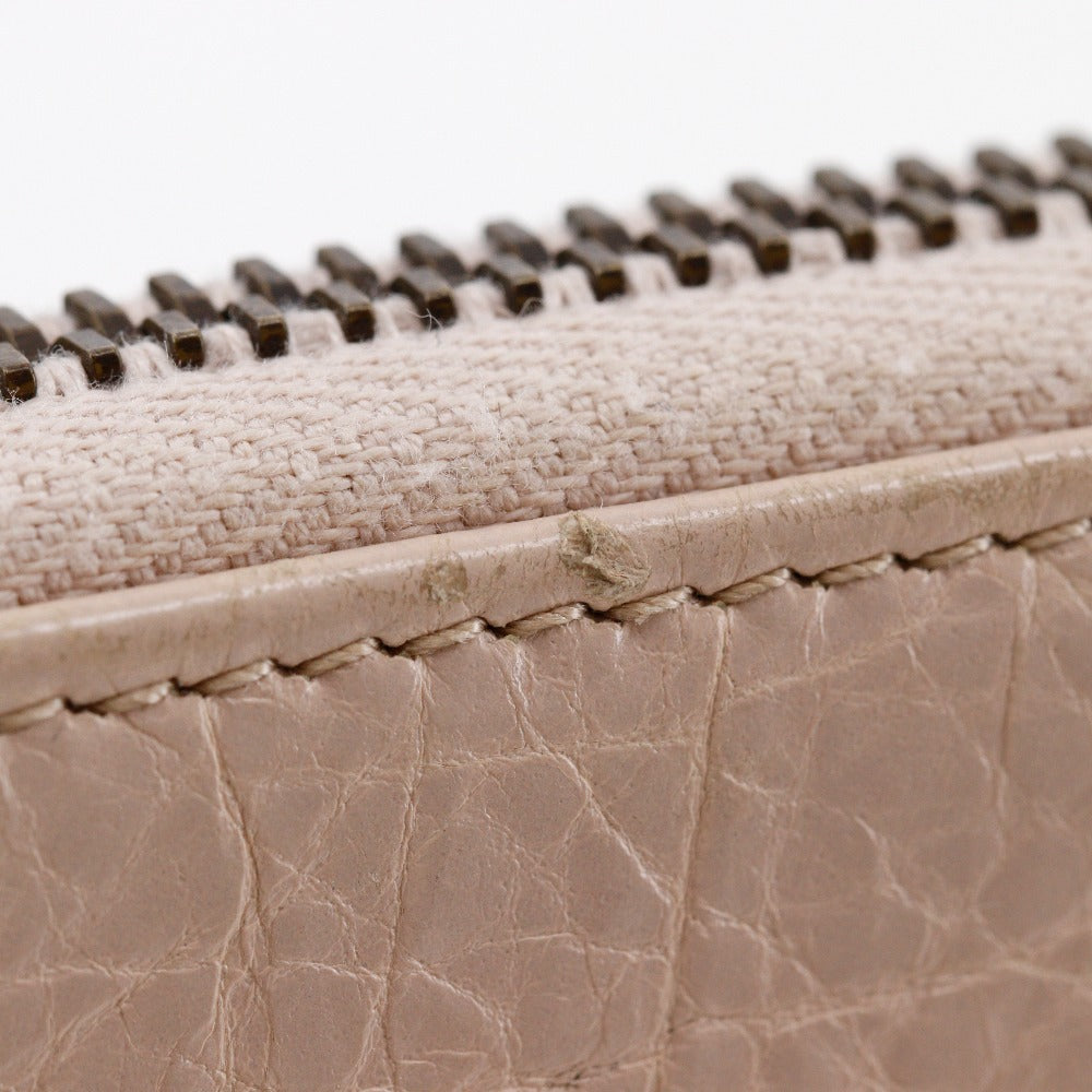 BALENCIAGA Long Wallet Purse 253036 Calfskin Beige pink Classic Continental Women Used Authentic