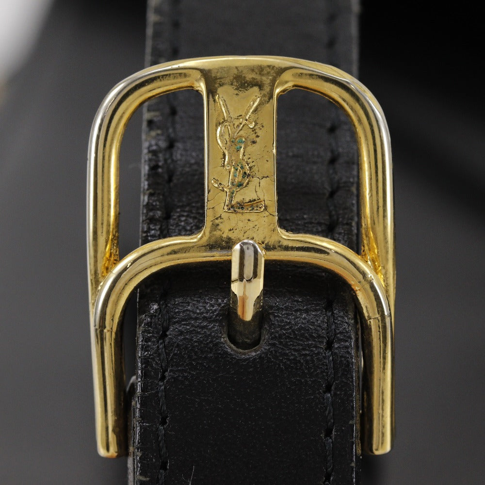 YVES SAINT LAURENT Shoulder Bag Calfskin black Ystitch Women Used Authentic