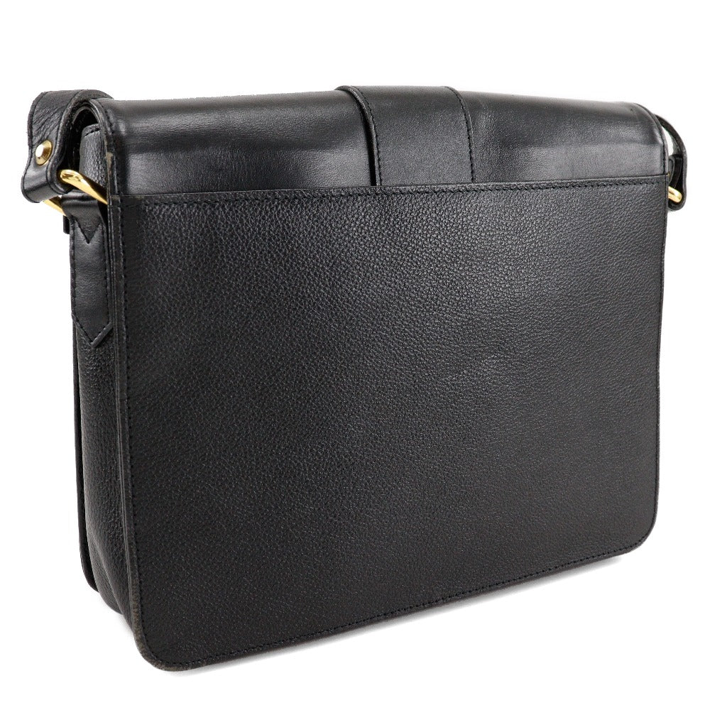 YVES SAINT LAURENT Shoulder Bag Calfskin black Ystitch Women Used Authentic