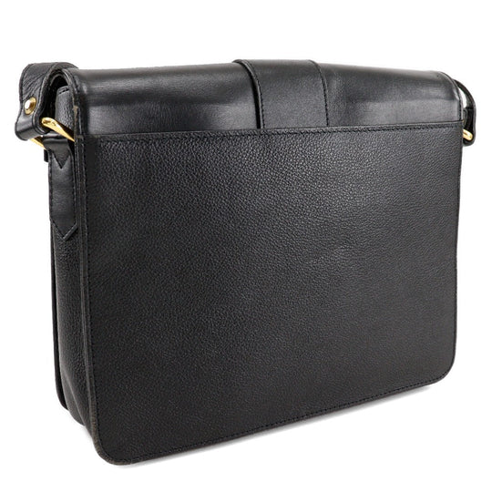 YVES SAINT LAURENT Shoulder Bag Calfskin black Ystitch Women Used Authentic