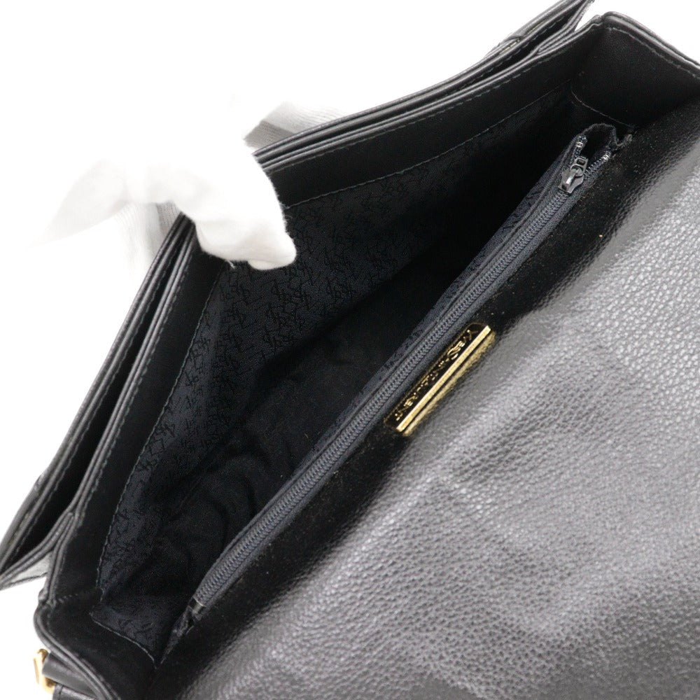 YVES SAINT LAURENT Shoulder Bag Calfskin black Ystitch Women Used Authentic