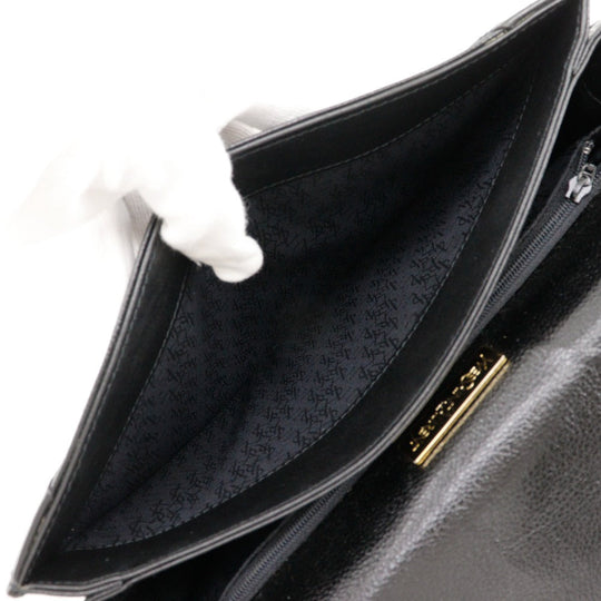 YVES SAINT LAURENT Shoulder Bag Calfskin black Ystitch Women Used Authentic