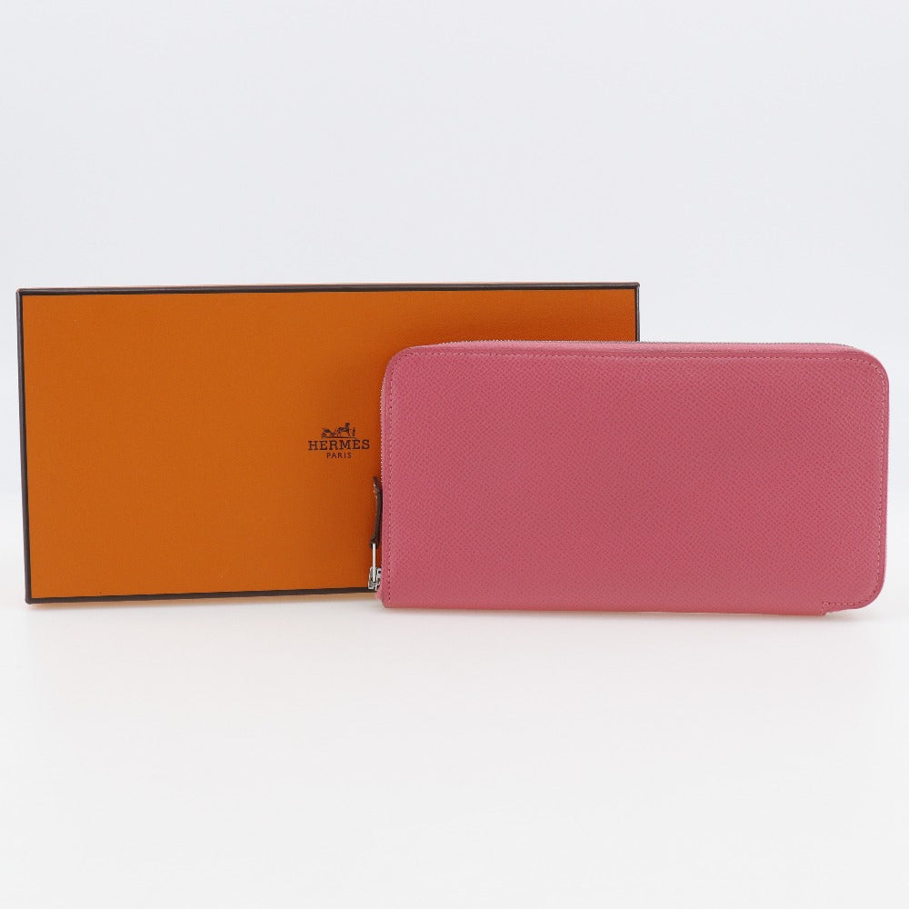 HERMES Long Wallet Purse Epsom pink Azap Long Silk Inn Women Used Authentic