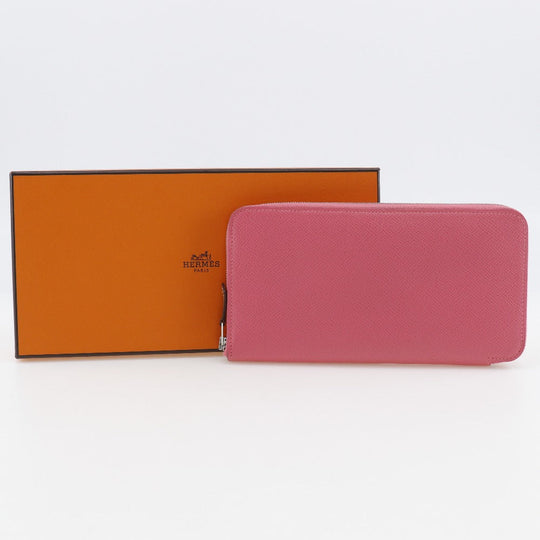 HERMES Long Wallet Purse Epsom pink Azap Long Silk Inn Women Used Authentic