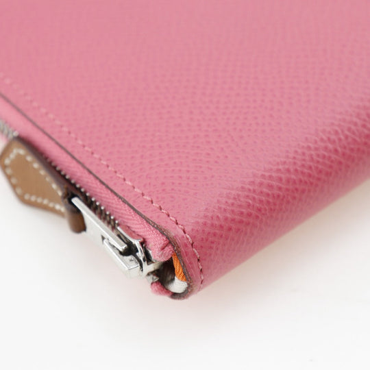 HERMES Long Wallet Purse Epsom pink Azap Long Silk Inn Women Used Authentic