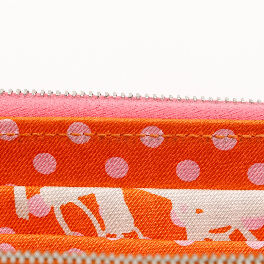 HERMES Long Wallet Purse Epsom pink Azap Long Silk Inn Women Used Authentic