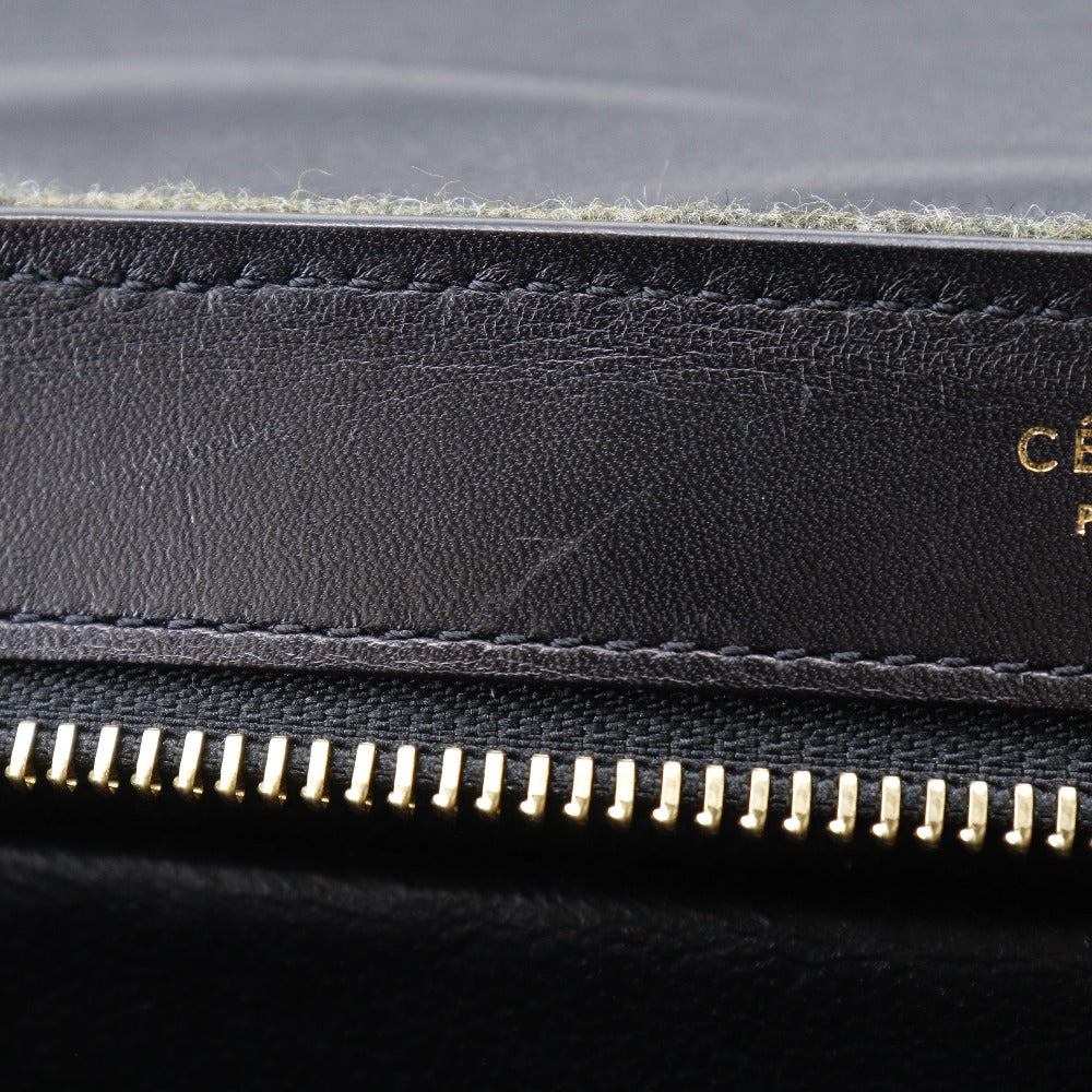 CELINE Handbag Felt, Calfskin Black / grey Trapeze Women Used Authentic