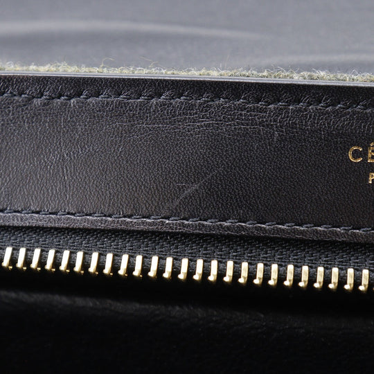 CELINE Handbag Felt, Calfskin Black / grey Trapeze Women Used Authentic