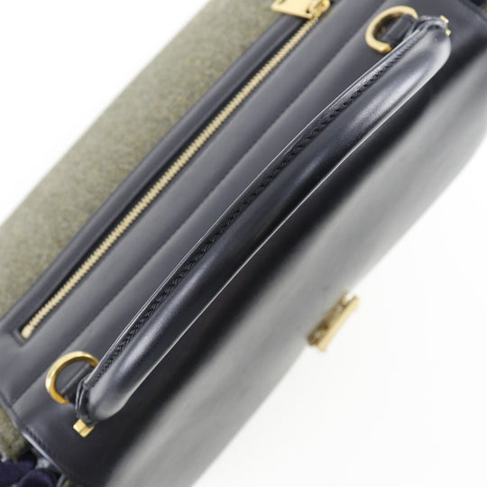 CELINE Handbag Felt, Calfskin Black / grey Trapeze Women Used Authentic