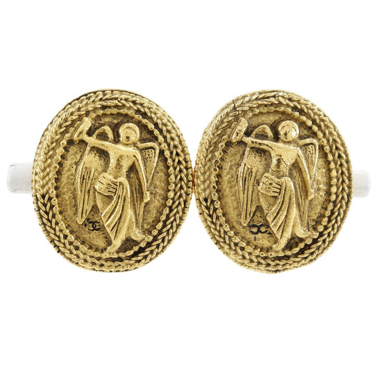 CHANEL Earring Plated Gold gold vintage COCO Mark Angel Women Used Authentic