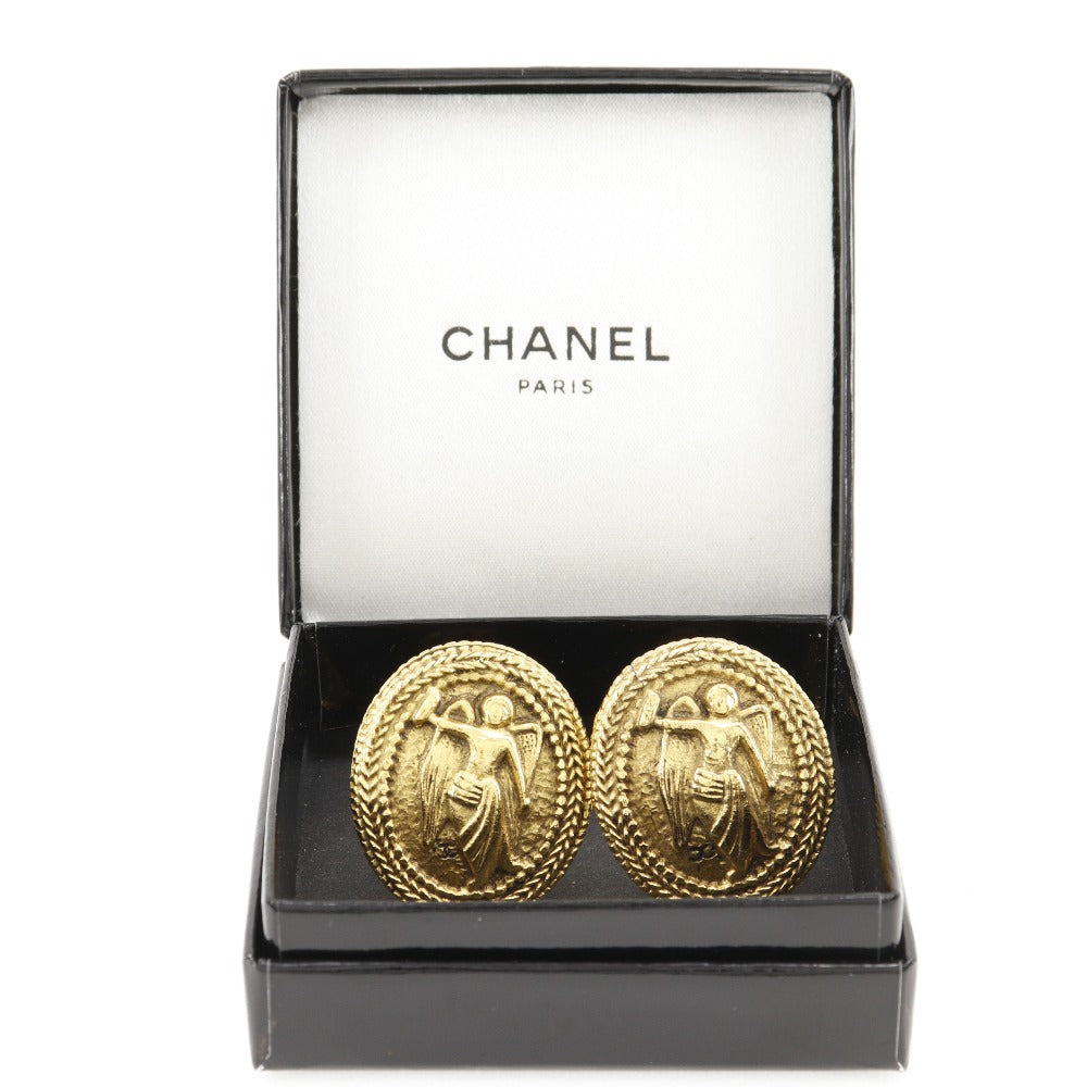 CHANEL Earring Plated Gold gold vintage COCO Mark Angel Women Used Authentic