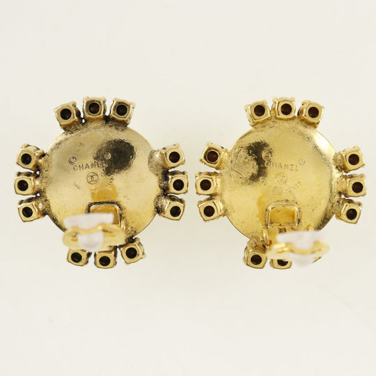 CHANEL Earring Plated Gold, Faux Pearl, Rhinestone gold vintage Women Used Authentic