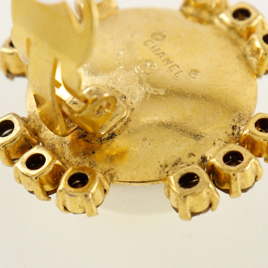 CHANEL Earring Plated Gold, Faux Pearl, Rhinestone gold vintage Women Used Authentic