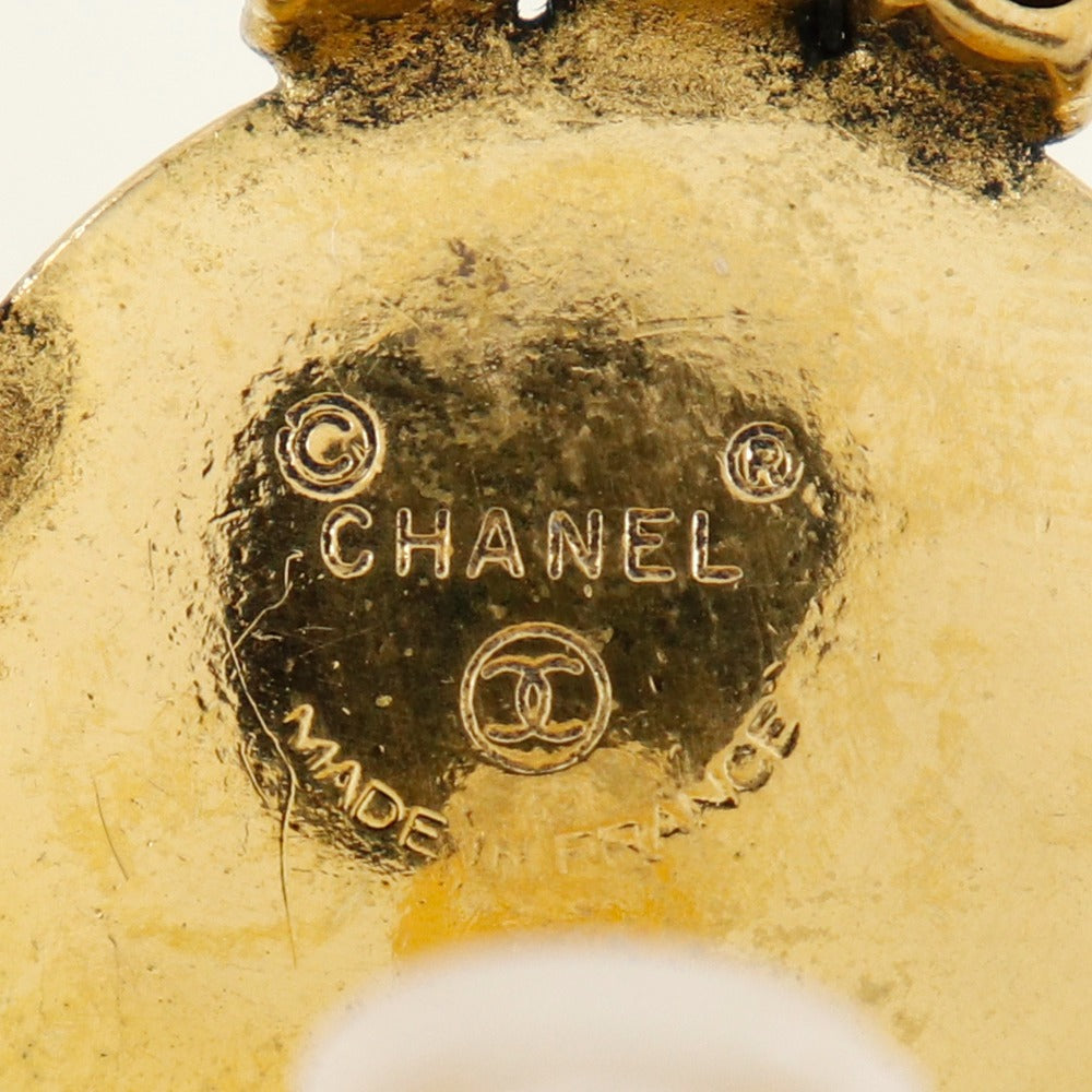 CHANEL Earring Plated Gold, Faux Pearl, Rhinestone gold vintage Women Used Authentic