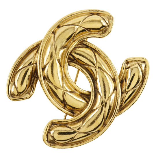 CHANEL Brooch Plated Gold gold Matrasse COCO Mark Women Used Authentic