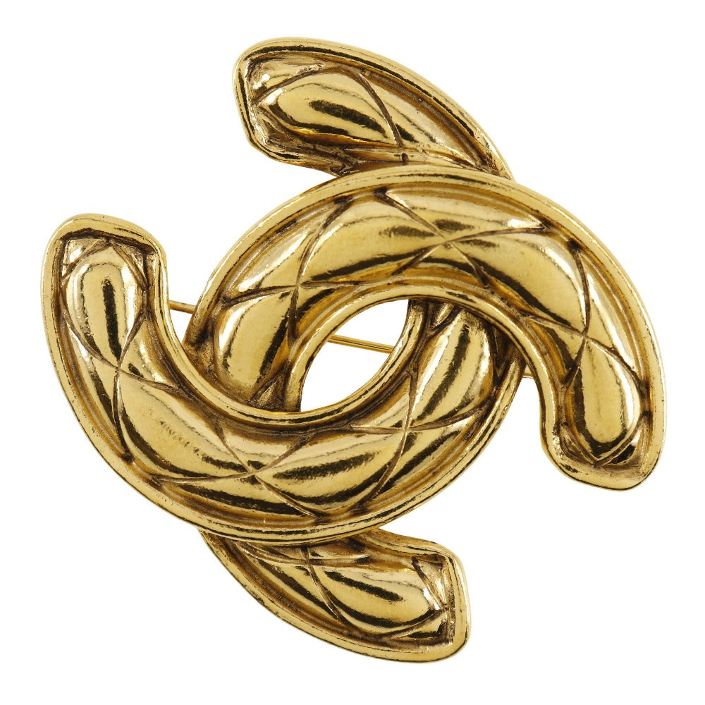 CHANEL Brooch Plated Gold gold Matrasse COCO Mark Women Used Authentic
