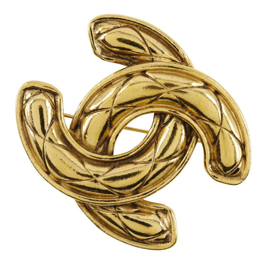 CHANEL Brooch Plated Gold gold Matrasse COCO Mark Women Used Authentic