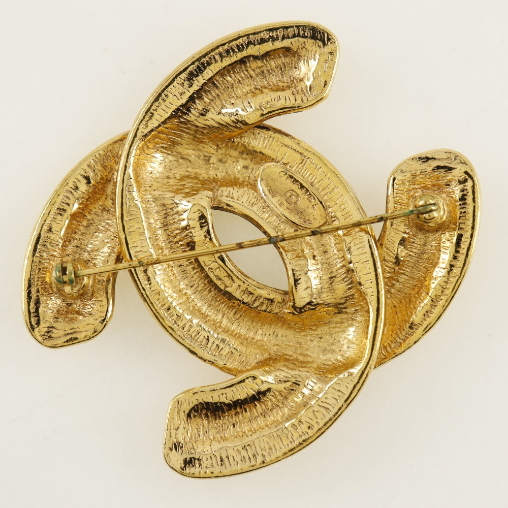 CHANEL Brooch Plated Gold gold Matrasse COCO Mark Women Used Authentic
