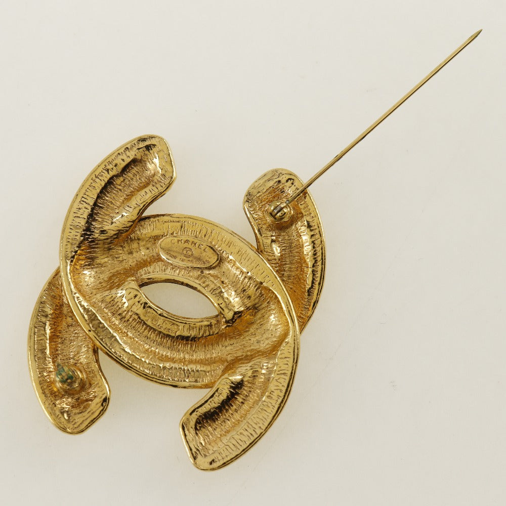 CHANEL Brooch Plated Gold gold Matrasse COCO Mark Women Used Authentic