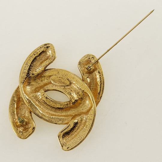 CHANEL Brooch Plated Gold gold Matrasse COCO Mark Women Used Authentic