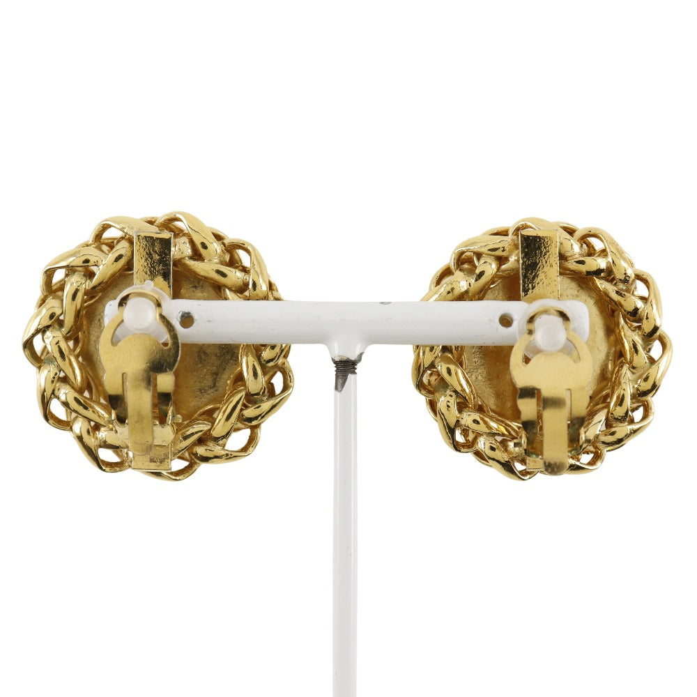 CHANEL Earring Plated Gold gold vintage Rice motif Women Used Authentic