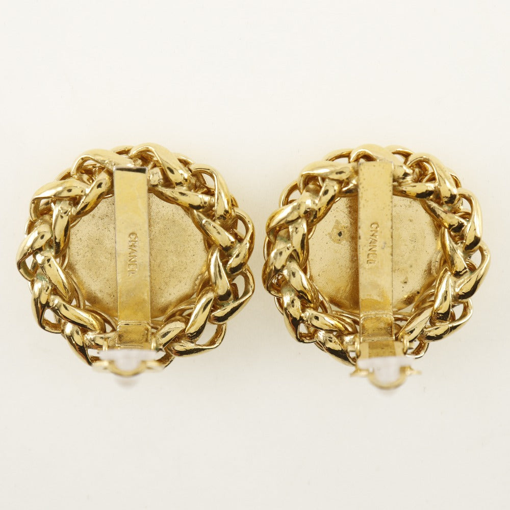CHANEL Earring Plated Gold gold vintage Rice motif Women Used Authentic