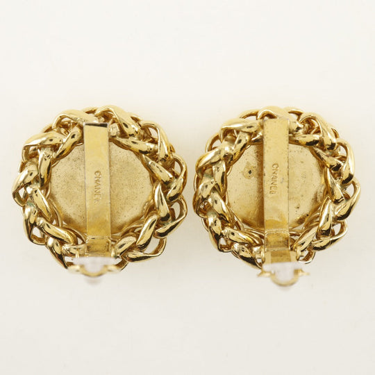 CHANEL Earring Plated Gold gold vintage Rice motif Women Used Authentic