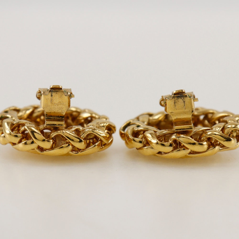CHANEL Earring Plated Gold gold vintage Rice motif Women Used Authentic