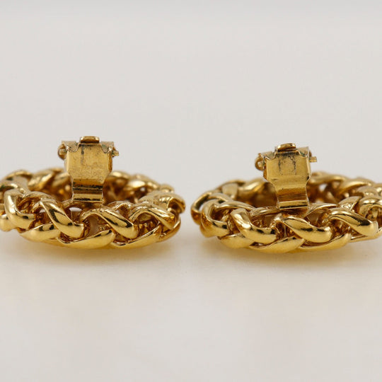 CHANEL Earring Plated Gold gold vintage Rice motif Women Used Authentic