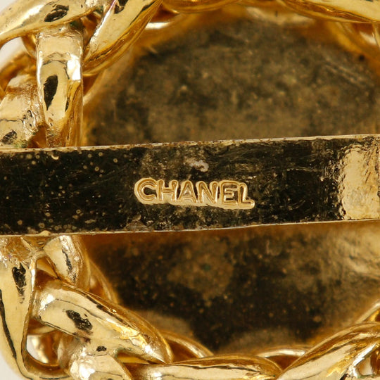 CHANEL Earring Plated Gold gold vintage Rice motif Women Used Authentic
