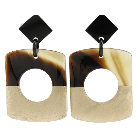 HERMES Pierce Buffalo horn Brown / Gold By color Dalva Women Used Authentic