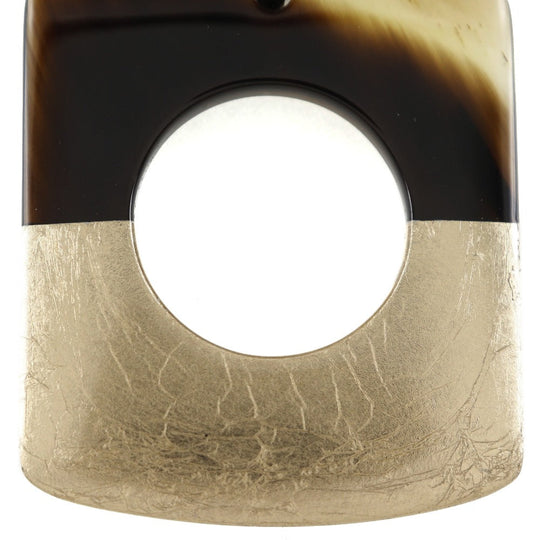 HERMES Pierce Buffalo horn Brown / Gold By color Dalva Women Used Authentic