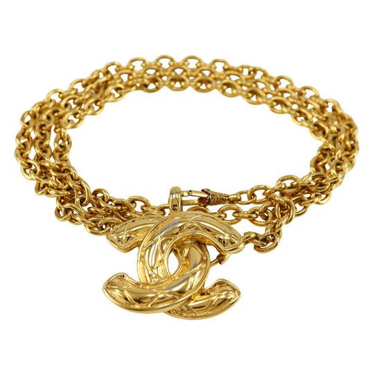 CHANEL belt Plated Gold gold vintage COCO Mark Chain belt Women Used Authentic