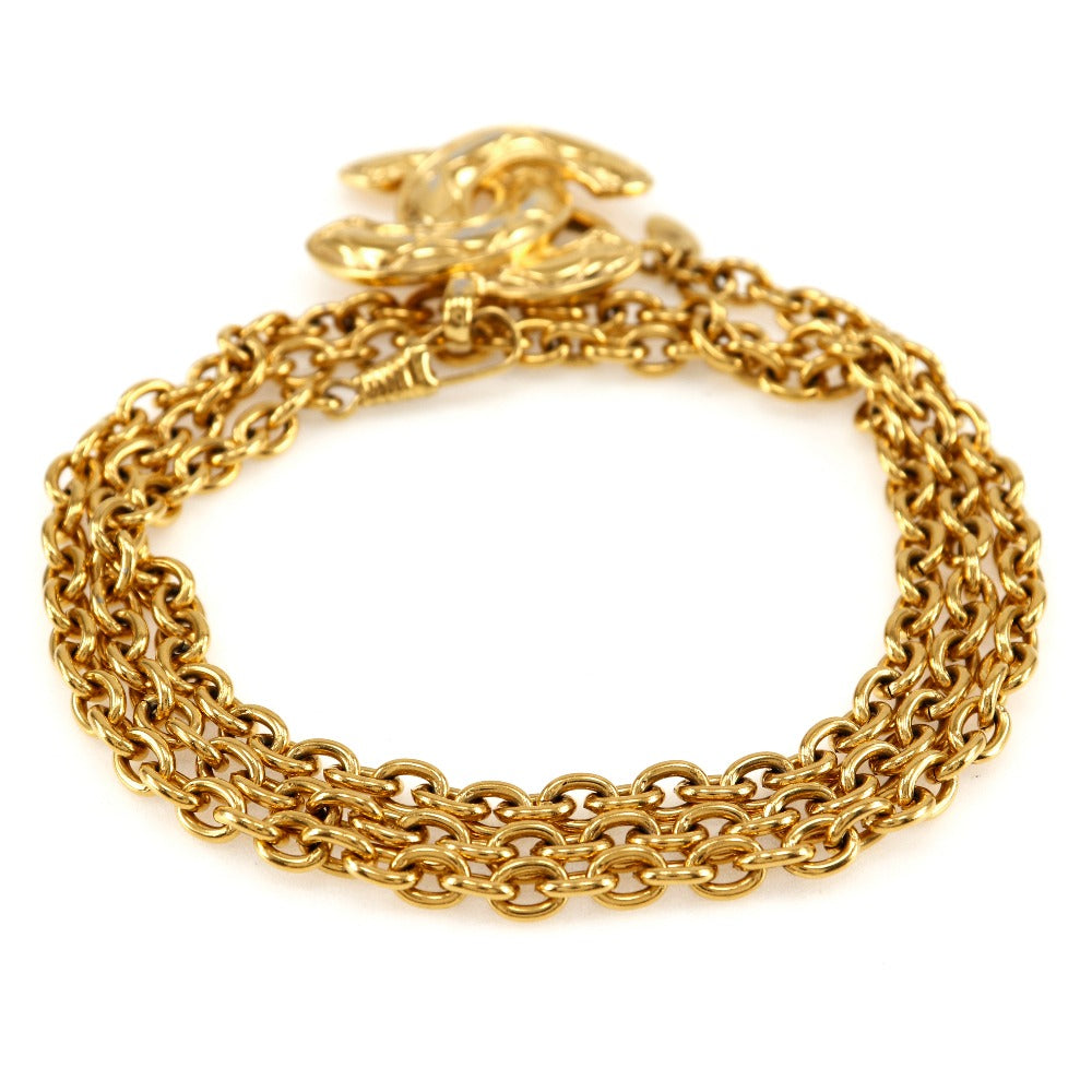 CHANEL belt Plated Gold gold vintage COCO Mark Chain belt Women Used Authentic