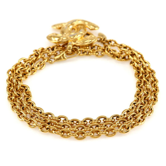 CHANEL belt Plated Gold gold vintage COCO Mark Chain belt Women Used Authentic