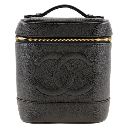 CHANEL Handbag A01998 Caviar skin black Vanity Women Used Authentic