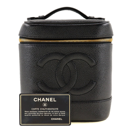 CHANEL Handbag A01998 Caviar skin black Vanity Women Used Authentic