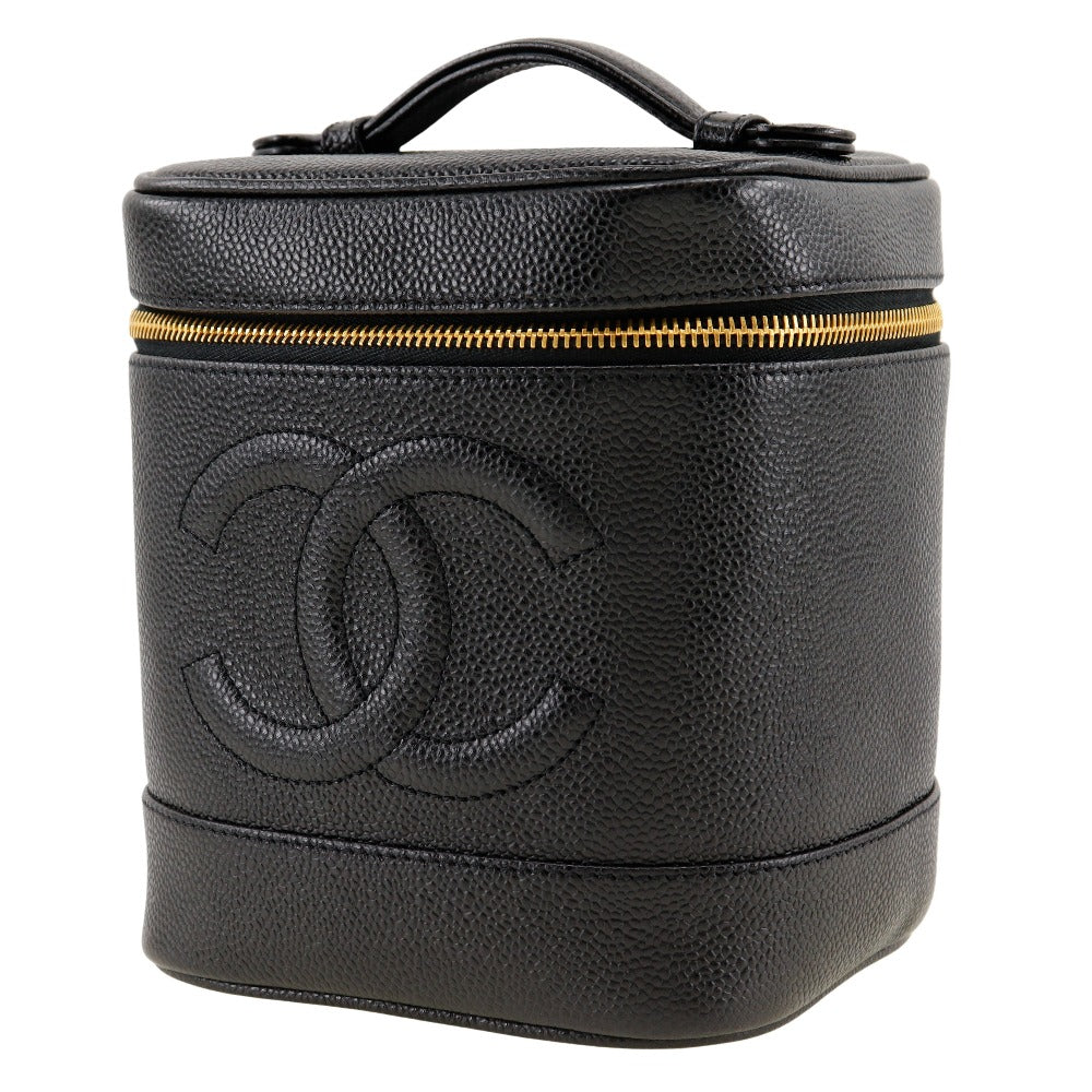 CHANEL Handbag A01998 Caviar skin black Vanity Women Used Authentic
