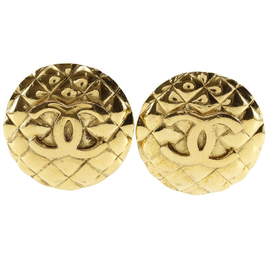 CHANEL Earring Plated Gold gold vintage Matrasse COCO Mark Women Used Authentic