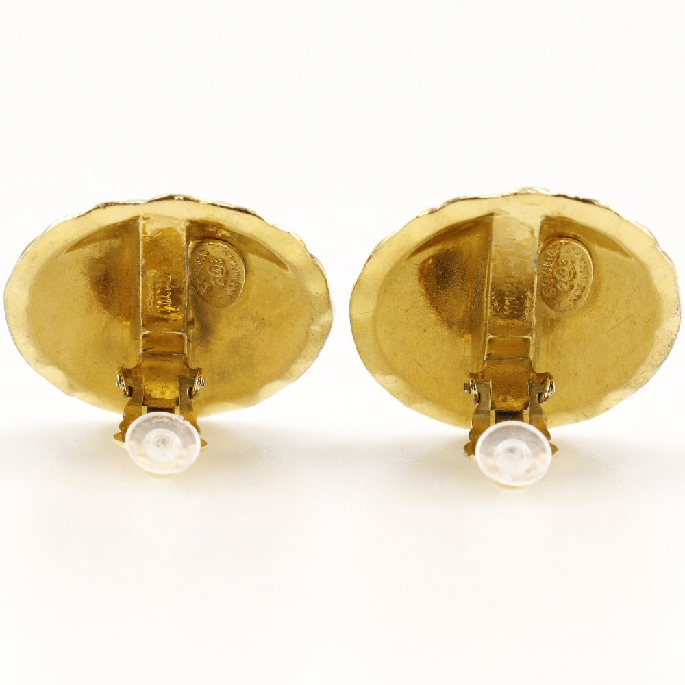 CHANEL Earring Plated Gold gold vintage Matrasse COCO Mark Women Used Authentic