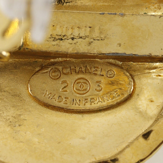 CHANEL Earring Plated Gold gold vintage Matrasse COCO Mark Women Used Authentic