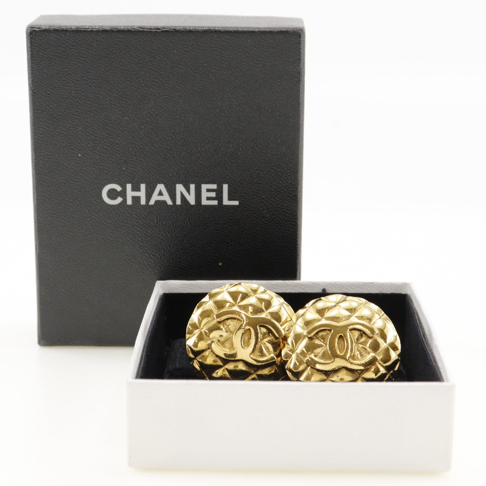 CHANEL Earring Plated Gold gold vintage Matrasse COCO Mark Women Used Authentic