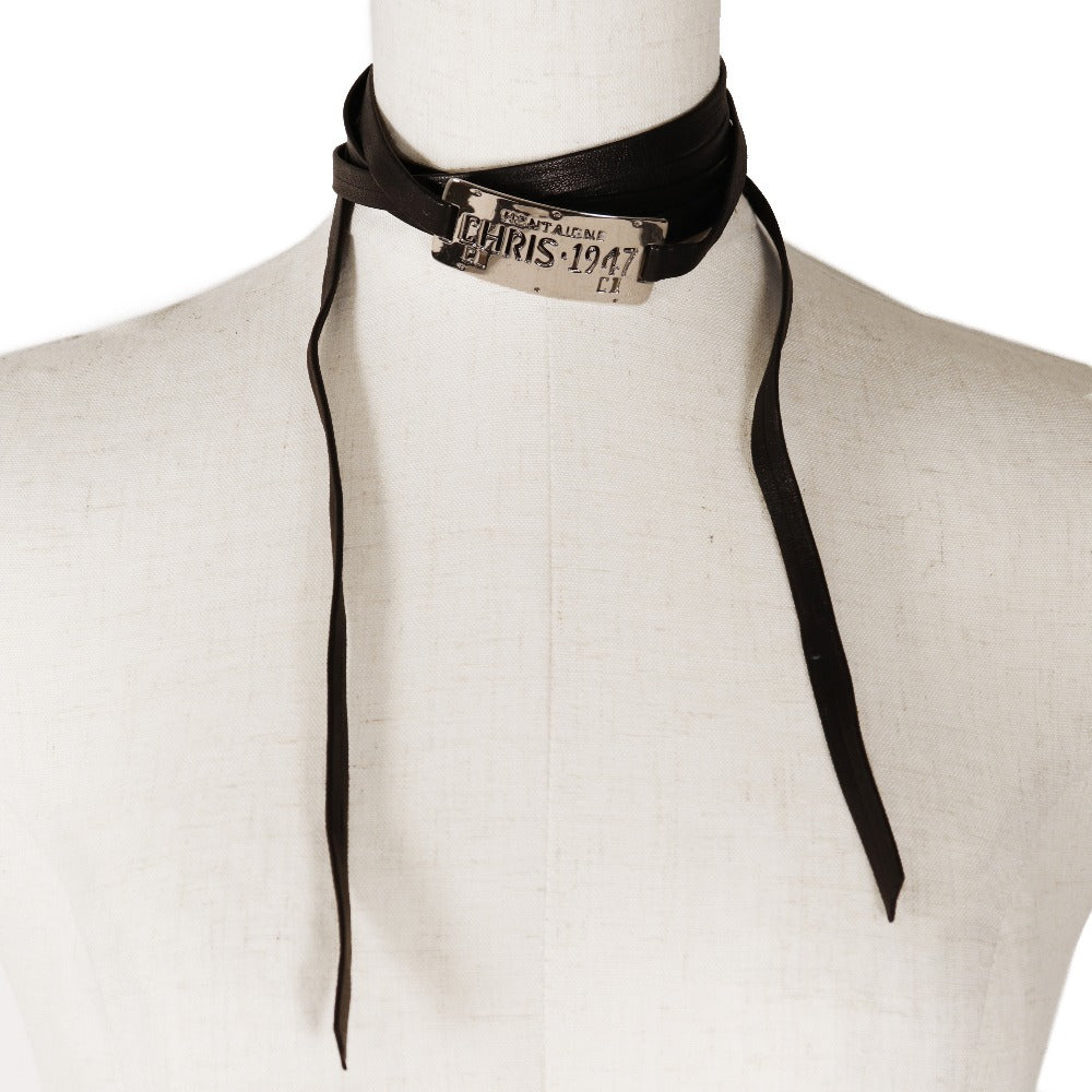 Christian Dior choker metallic Silver Montaigne Cris 1947 Women Used Authentic