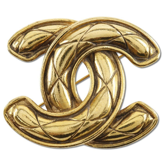 CHANEL Brooch Plated Gold gold vintage Matrasse COCO Mark Women Used Authentic