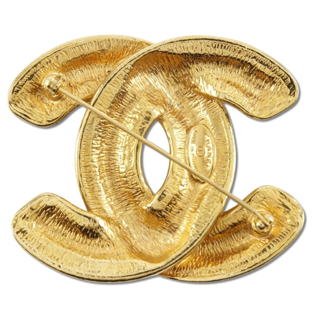 CHANEL Brooch Plated Gold gold vintage Matrasse COCO Mark Women Used Authentic