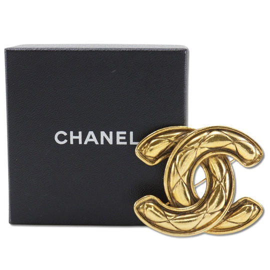 CHANEL Brooch Plated Gold gold vintage Matrasse COCO Mark Women Used Authentic